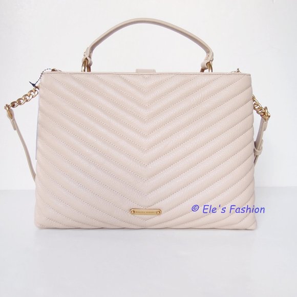❤️NWT Rebecca Minkoff Edie Lrg Top Handle Satchel Crossbody Bag SAND DUNE Beige - Picture 5 of 15